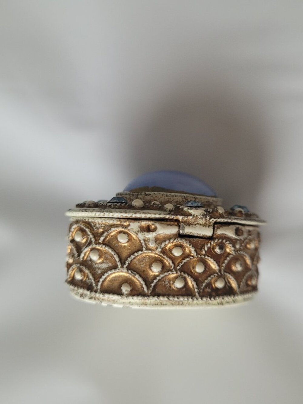 Trinket Ring Box Blue Embelishments made by Florenza Vintage - Picture 14 of 16
